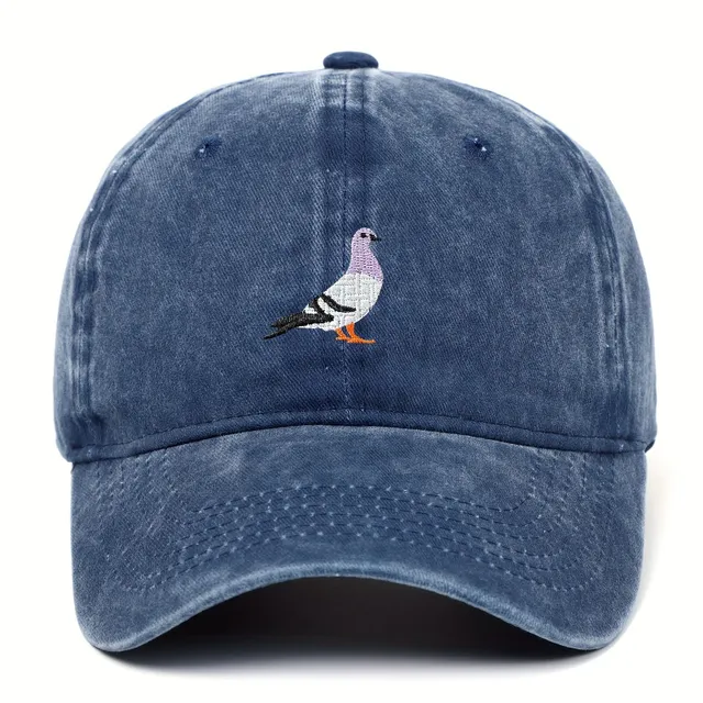 Worked pigeon retro cap - adjustable baseball cap made of denim