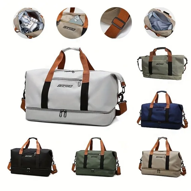 Travel bag with large capacity, separation for wet and dry linen