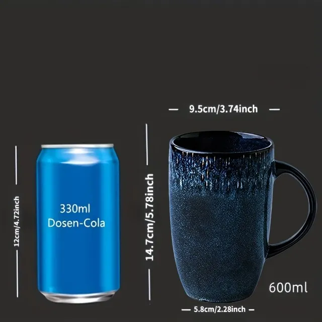 Retro coffee cup with ear 600 ml - blue