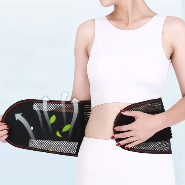 Black sports belt for weight loss made of premium fabric with back support - fitness, yoga, gym