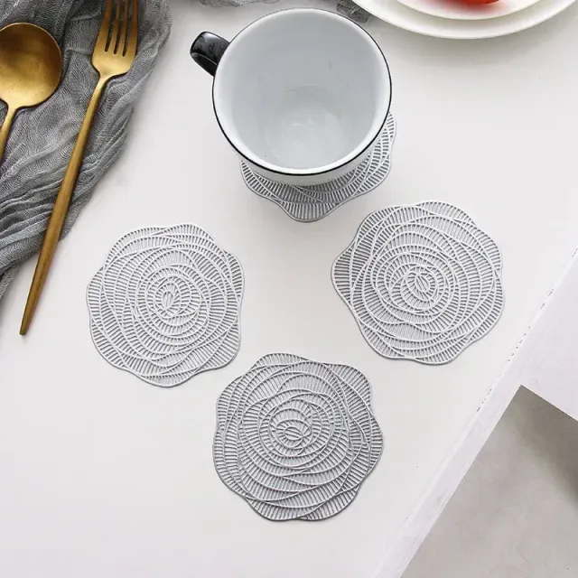 1 piece of PVC beverage coaster with anti-slip coating on the dining table