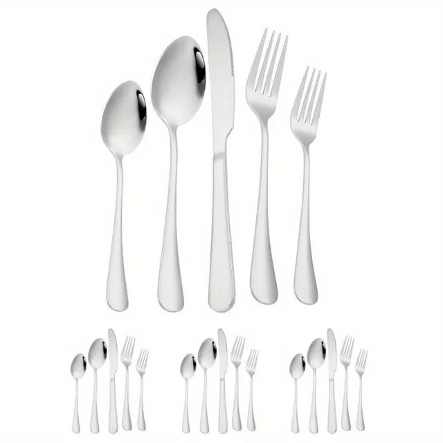 20-piece set of black cutlery, stainless steel, satin finish, suitable for dishwasher