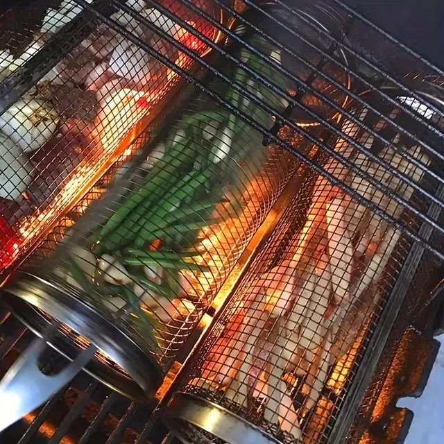 1pc Barbecue basket made of stainless steel netting - perfect for fish, vegetables and more - Practical accessories for barbecue and kitchen