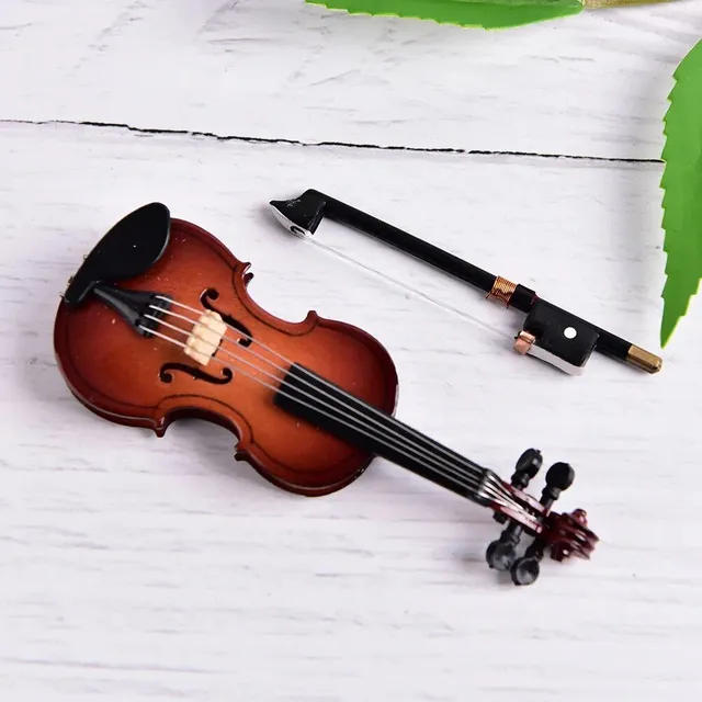 Miniature violin with support stand - Decorative wooden musical instruments