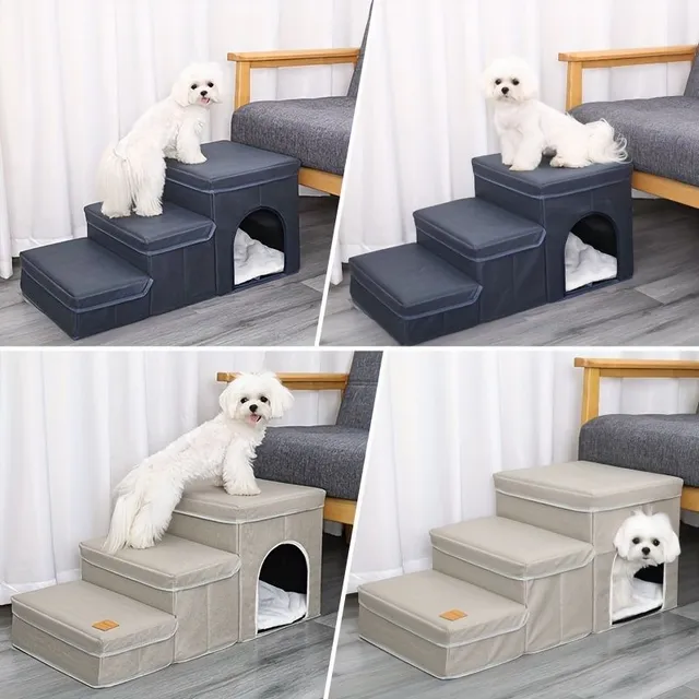 Folding steps for dogs with storage space and bed, dog stairs for puppies and puppies