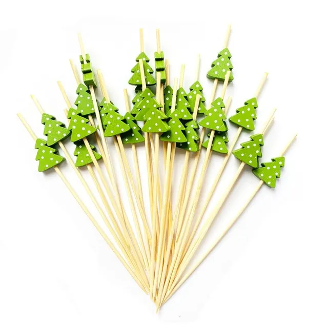 Stitching decorative toothpicks with tree shape decoration - set 100 pcs