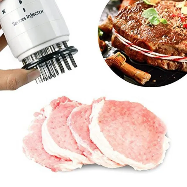 Marinating needle with tenderizer