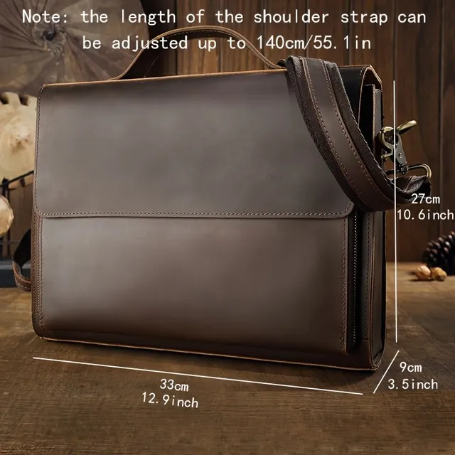 Praktický kufrík z hovädzej kože - ideálny pre každodenné nosenie cez rameno