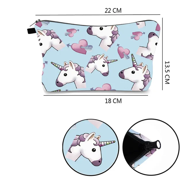 Travel cosmetic bag with cute unicorn