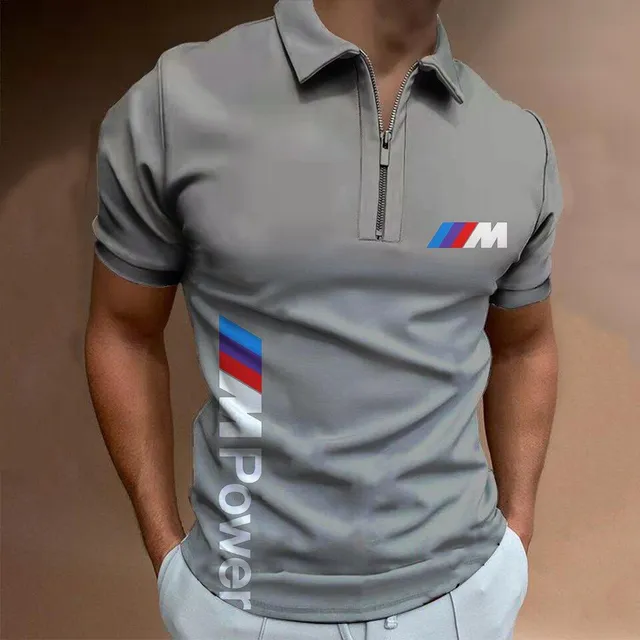 Tricou polo pentru bărbați cu mâneci scurte și imprimeu BMW