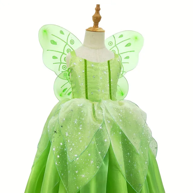 Elf Fairy costume for girls, with fine mesh wings - Fairy Tale Adventure