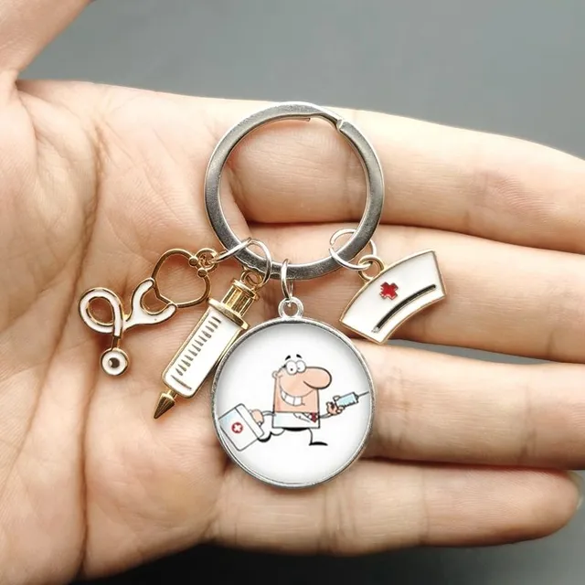 Original keychain with motif of doctors and nurses