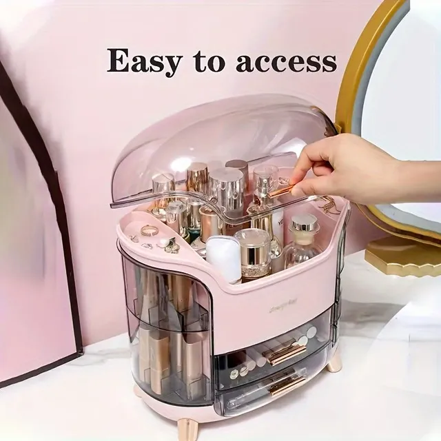 1pc Beauty Storage Box, Rotary Holder On Pero, Table Large Capacity Brush On Make-up Organizer On Lipstick, Gift For Women