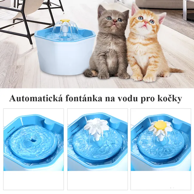 Automatikus macskaszökőkút virágokkal