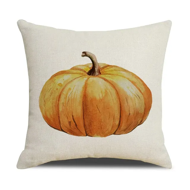 Autumn pillowcase with a motif of pumpkin and maple leaves for thanks and decoration