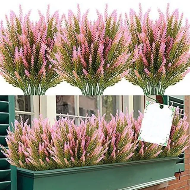 3 pcs Artificial lavender, velvet finish, plastic - wedding bouquet, home decoration, interior and exterior