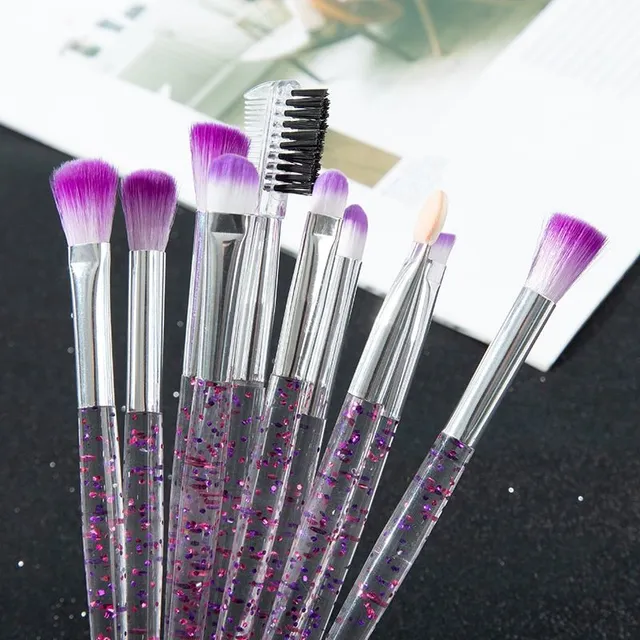 Beautiful set of glittering cosmetic brushes - more variants