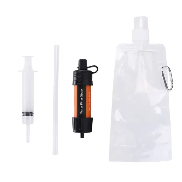 Outdoor Drinking Water Filtration Tools Hiking Survival Water Purifier w/ Straw for Emergency Camping Hiking Backpack Survival Tool