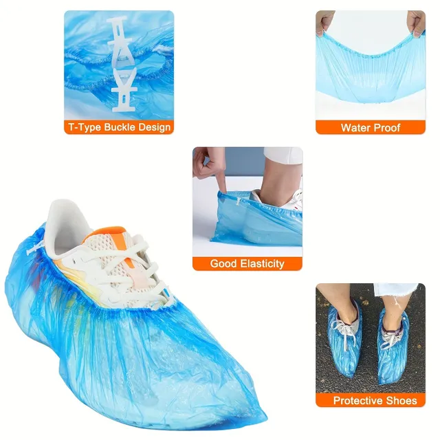 Practical shoe strap dispenser with 200 disposable sleeves - for all types of shoes