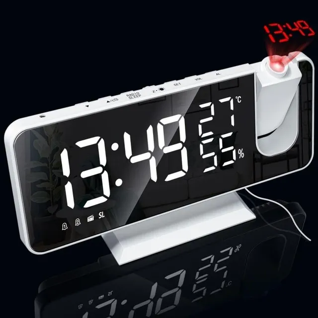 Digital radio alarm clock with projection