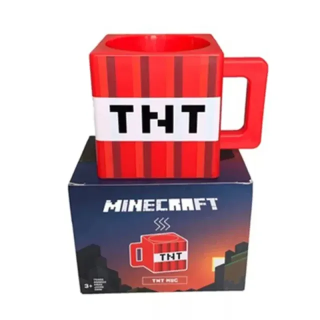 Cana din plastic pentru copii cu mâner, cu motive din popularul Minecraft