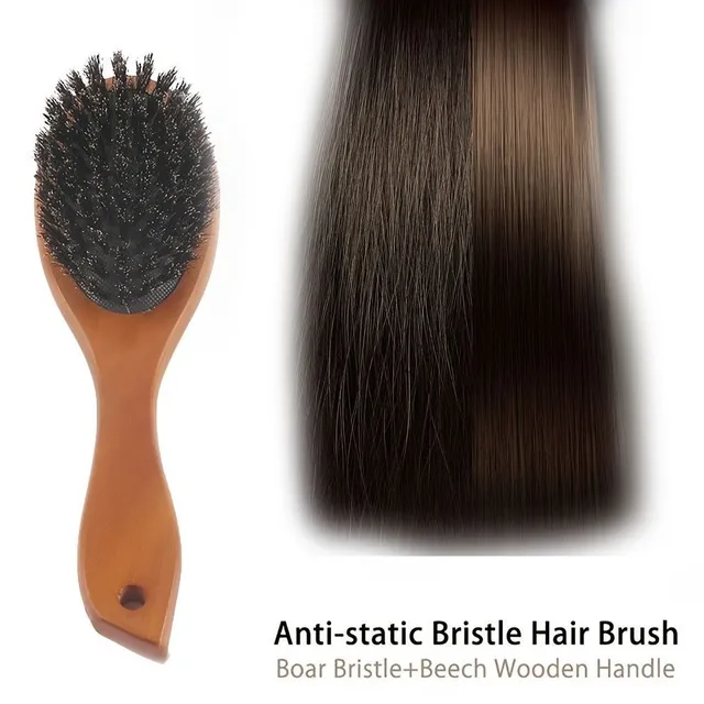 Natural hairbrush with wild boar brush and antistatic treatment