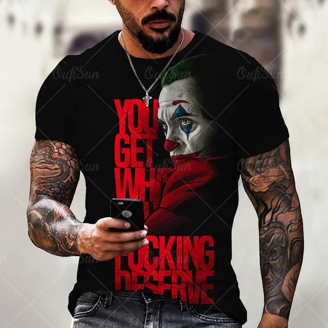 Tricou bărbătesc cu mânecă scurtă și imprimeu - Joker