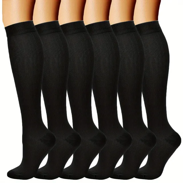 Kompresní ponožky pro muže (6 párů), 15-20 mmHg, pro lepší prokrvení, proti křečovým žilám, ideální pro zdravotníky, běh a turistiku