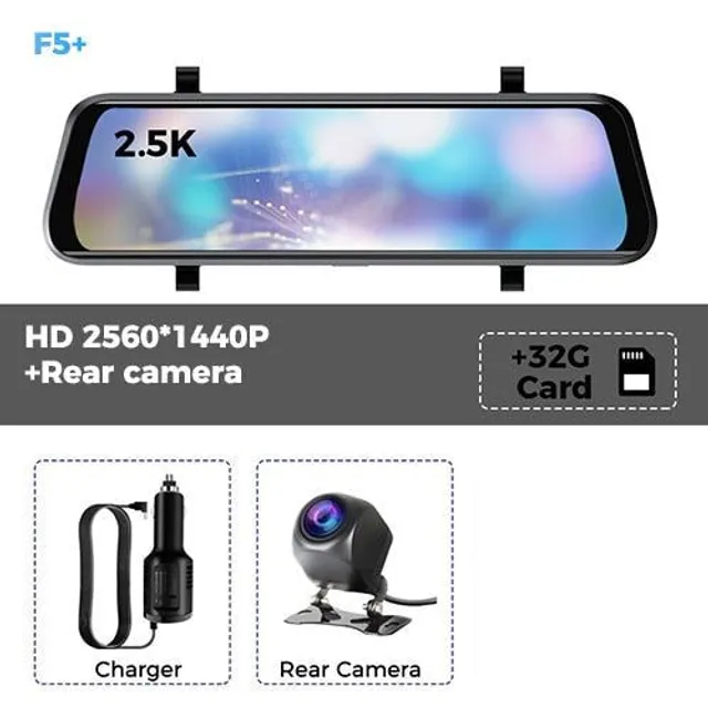 Záznamník spätného zrkadla do auta 2,5K Video 10-palcový Dash Cam Sony Lens Ultra HD 2560 * 1440P kamera Streaming spätné zrkadlo