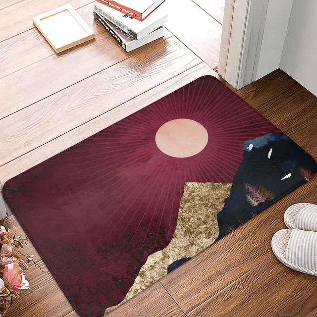 Tapis imprimé avec motif de coucher de soleil pour la cuisine avec traitement antidérapant