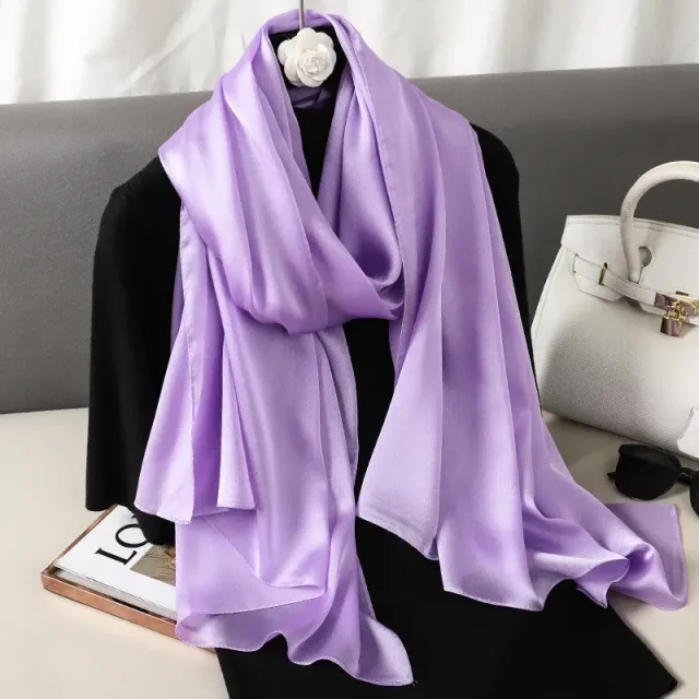 Fashionable satin scarf with a size of 90x180 cm for women