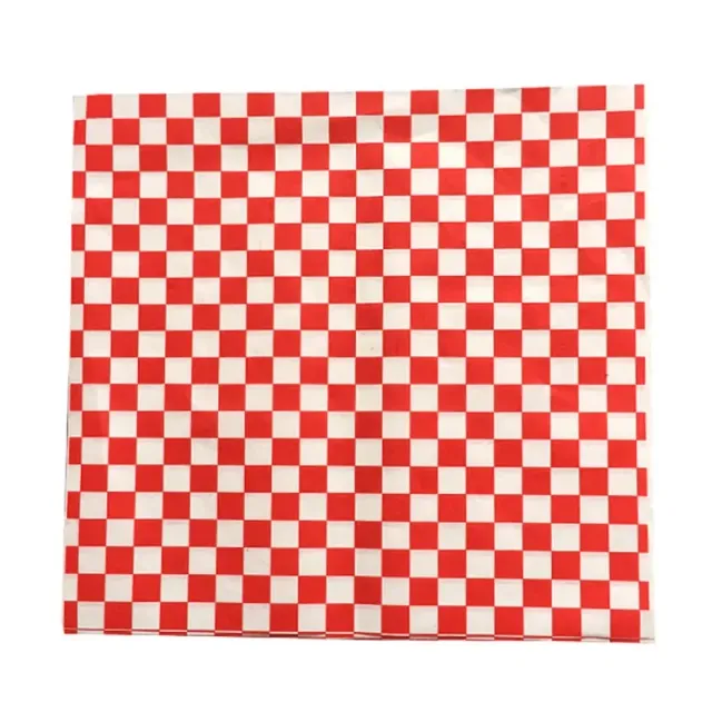 25 pieces of plaid napkins for sandwiches - 25 x 25 cm, dry wax paper, grease resistant, suitable for baskets and trays for food
