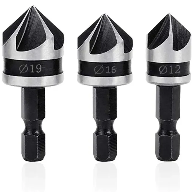 Set de 3 burghie cu cap conic 12/16/19 mm pentru lemn și metal