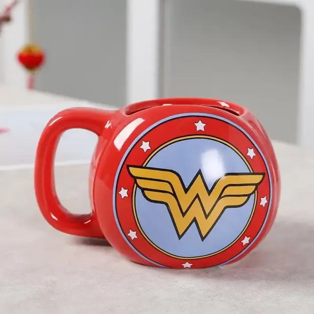 Cup in the shape of a comic book superhero