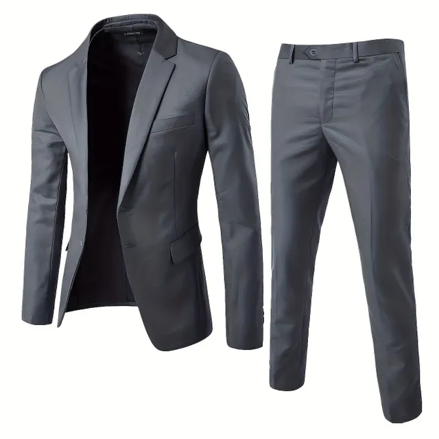 Men's two-piece suit single-row, elegant and casual, ideal for business meetings