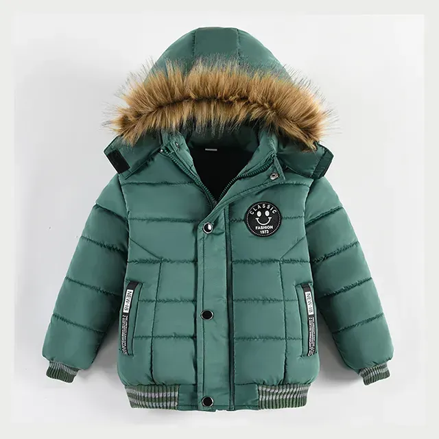 Veste d'hiver en laine pour enfants avec capuche - Différentes couleurs