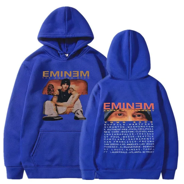 Trends sweatshirt with kangaroo and hood with print of known rapper EMINEM