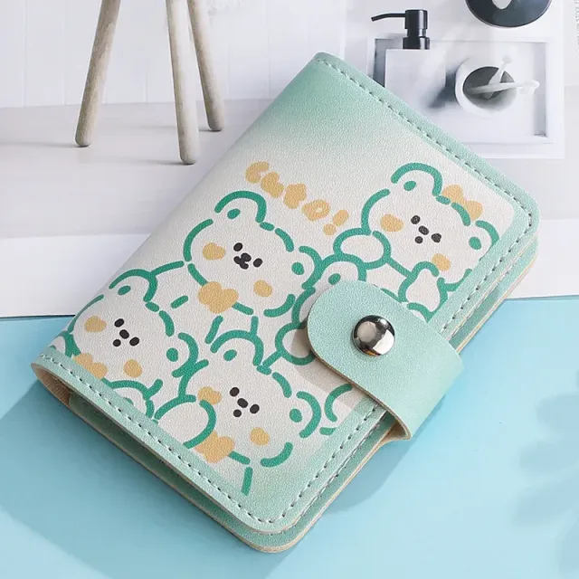 Holder for 26 cards, business cards and photos, cute case for credit/bank cards, portable wallet with cash pocket, organizer for table