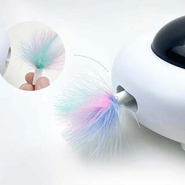 Interactive UFO toy for cats with electronic feathers, smart automatic irritation for fun at home