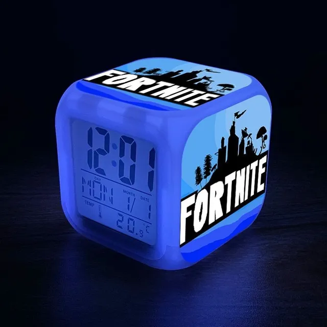 Original luminous alarm clock with Fortnite computer game motif 12 no box