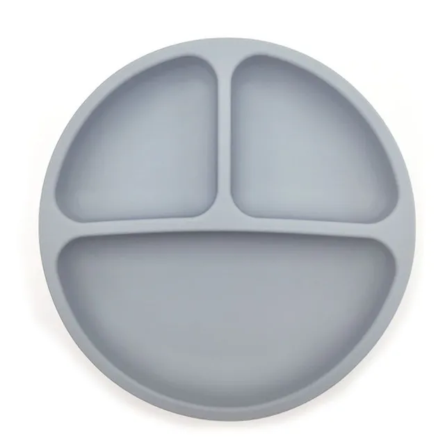 Silicone three-course plate with suction cup