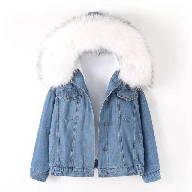 Women's denim jacket with fur