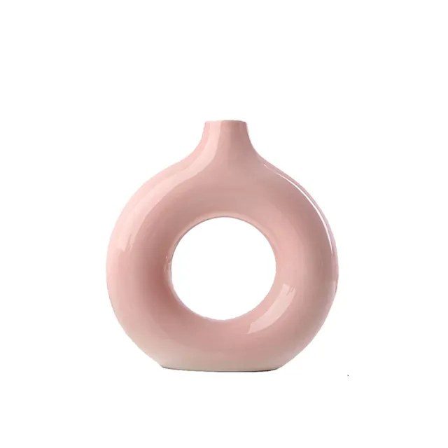 Creative ceramic vase in the shape of a doughnut - Round Hollow Florist