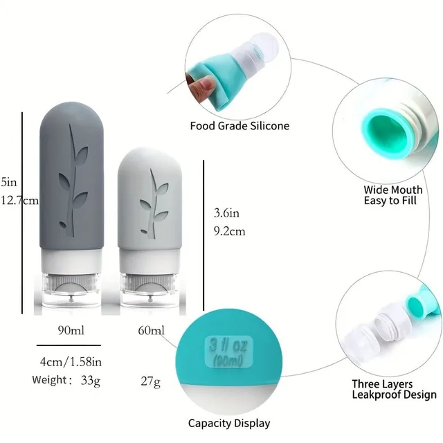 Travel Bottle - Silicone, Air Safety, Bulletproof, Compressed, Toiletries