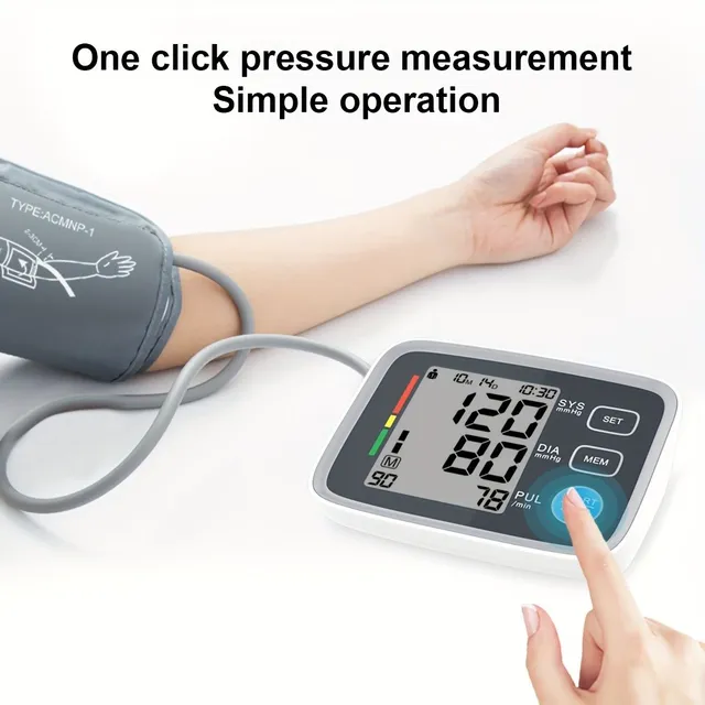 1ks Automatický merač tlaku ramena s digitálnym displejom a nastaviteľnou manžetou pre domáce použitie (Batérie nie sú súčasťou balenia)