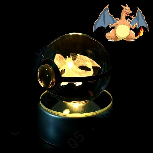 Aranyos Pokéball alakú 3D asztali lámpa Pokémon motívummal