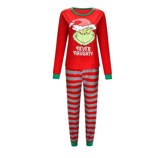 Christmas family pyjamas with cheerful Grinch print