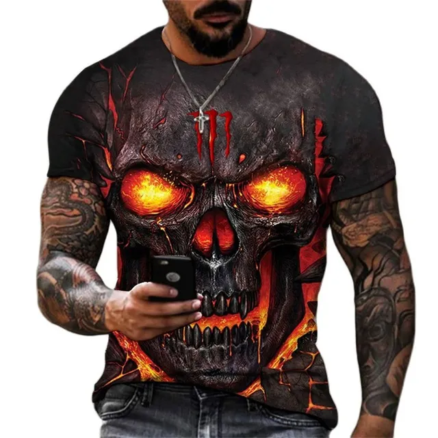 Men's stylish short sleeve shirt with skull print