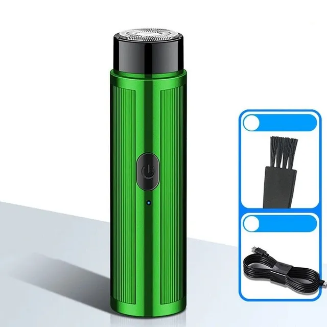 Petit rasoir électrique pour hommes et femmes - Rasoir portable à tête rotative en acier inoxydable, rasoir de voyage rechargeable avec indicateur de batterie 9,2 x 2,2 cm