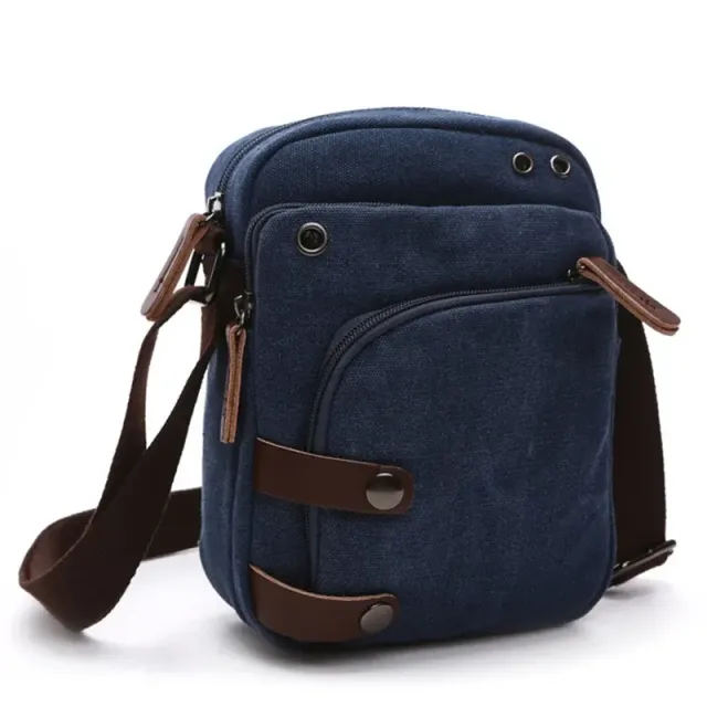 Fashionable men's summer portable small crossbody satchel from canvas